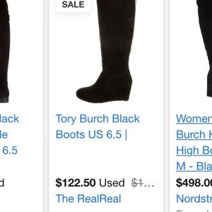 slightly worn Black suede tory burch boots